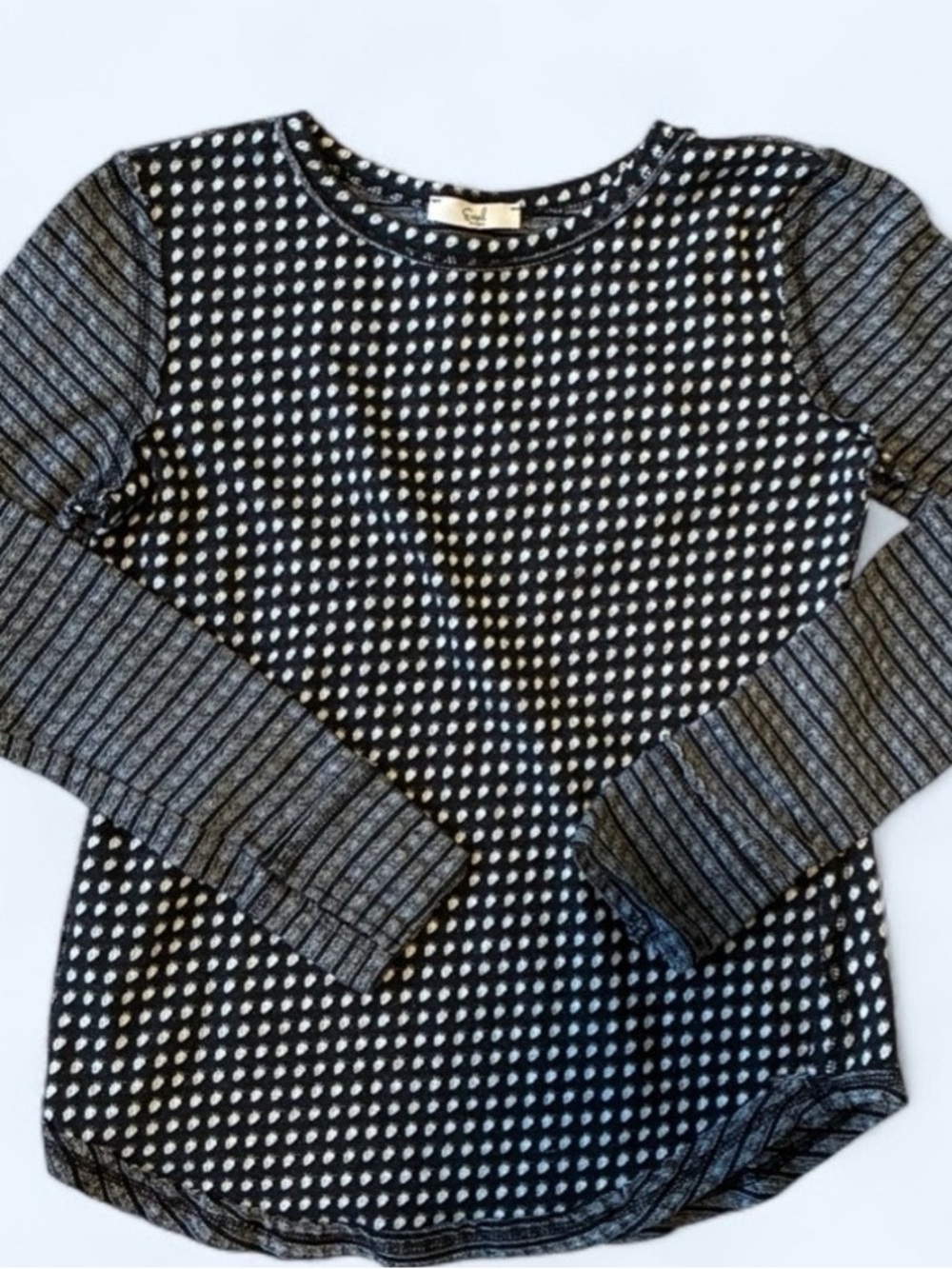 easel Black and White Dot-Print Long Sleeve Tee